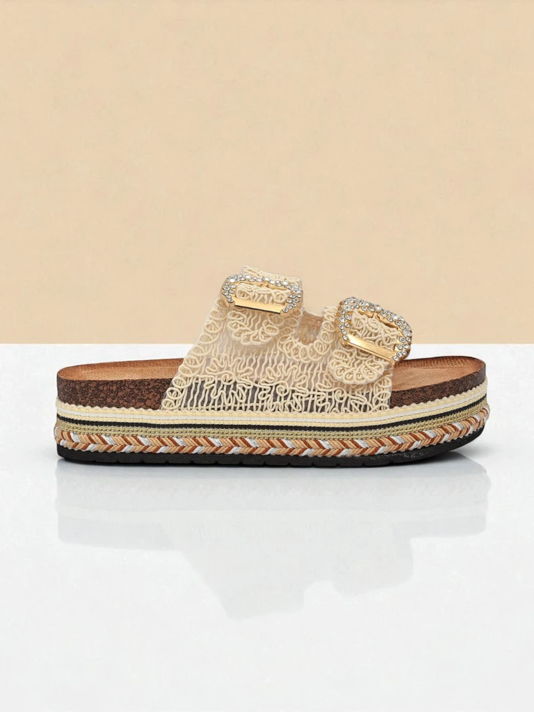 Royalfashion Женские мюли с пряжками из страз GlamCork