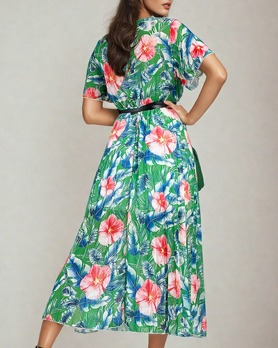 Royalfashion Naiste plisseeritud lilleline midi-kleit