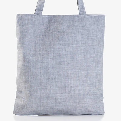 Gray women's bag with a decorative badge - Handbags