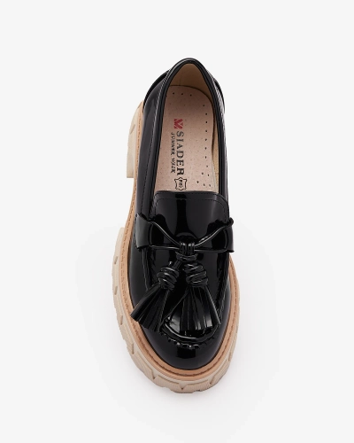 Черные лакированные женские мокасины с кисточками Kaipo- Footwear