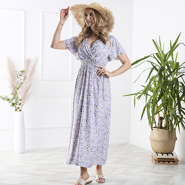 Pikk lilla naiste kleit väikeste lilledega - Rõivad