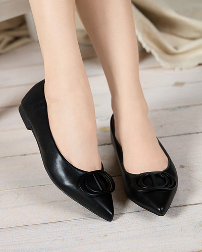 Women's black pointed ballerinas with an ornament on the toe Manico - Footwear