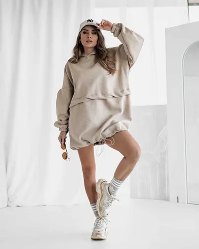 Женское хлопковое мини-платье Royalfashion типа худи