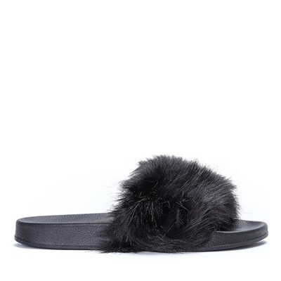 Black Fur Slippers Millie - Shoes