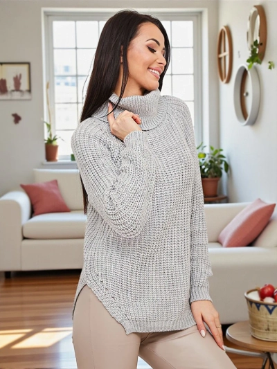 Royalfashion Light gray women's turtleneck sweater