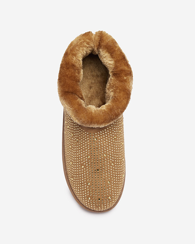 Коричневые женские сапоги со стразами Rudis