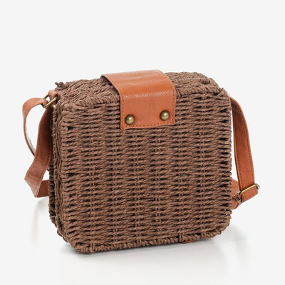 Dark brown straw trunk bag - Handbags 1