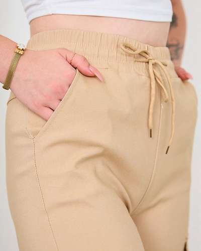 Royalfashion Beige Women's Wide Cargo Pants