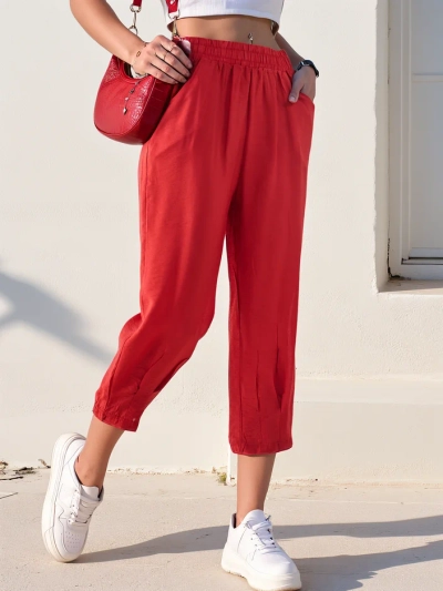 Royalfashion Straight women's trousers made of fabric 7/8