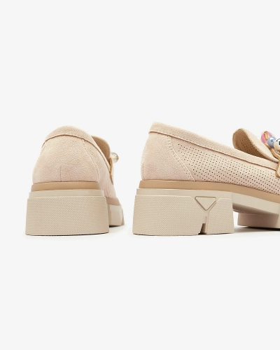 Naiste beežid läbikäidud mokassinid Peloga- Footwear