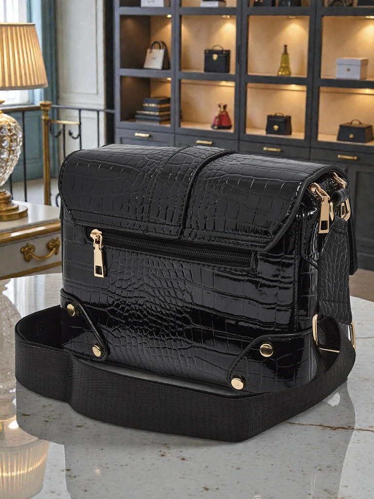 Patent Faux Leather Small Women's Handbag Lune Mua