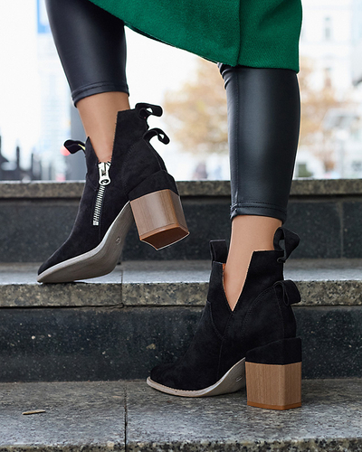 Black women's boots on a square post Darera - Footwear