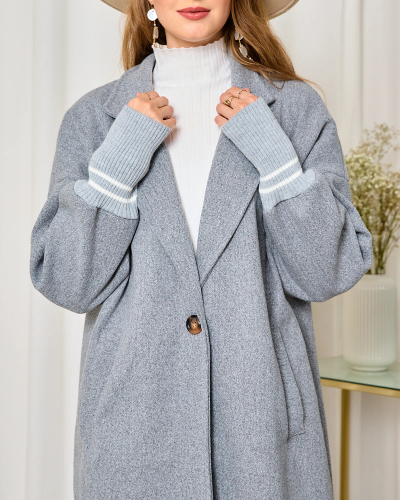 Royalfashion Women's Knee-length Coat Jacket in Gray
