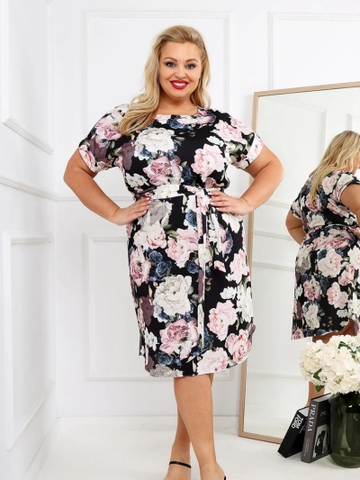 Платье до колена Royalfashion с короткими рукавами и розовым бантом