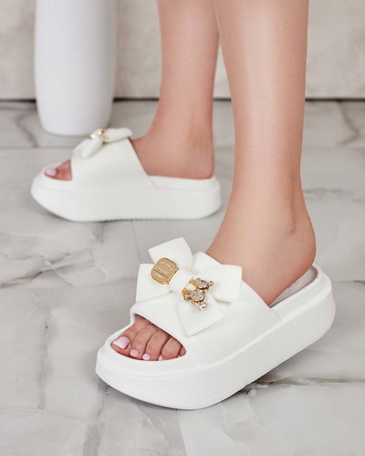 Royalfashion Women's rubber flip-flops with decorative bow Apis
