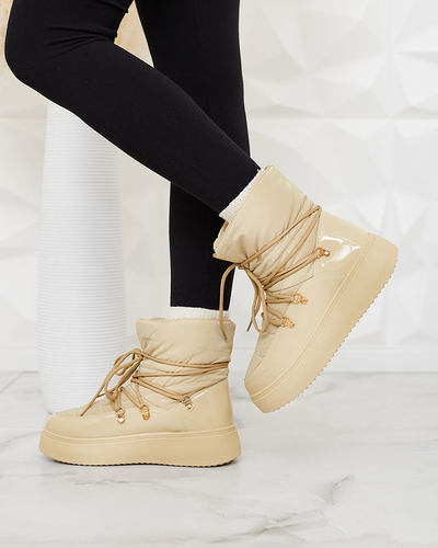 Royalfashion Women's slip-on snow boots in light brown color Dabenda