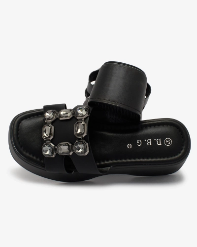 Royalfashion Black women's embellished flip-flops on a solid sole Norixi