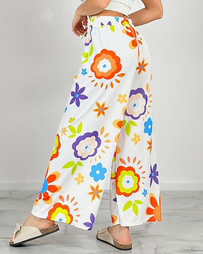 Royalfashion Женские широкие брюки из цветочной ткани