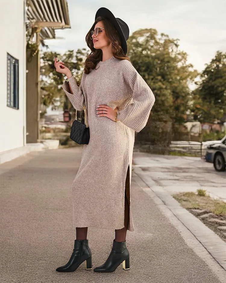 Royalfashion Женское длинное платье-свитер