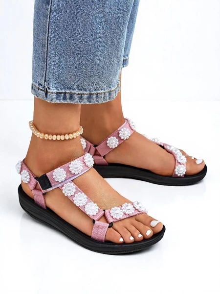 Letitia Royalfashion pink platform sandals - classic pearl studs