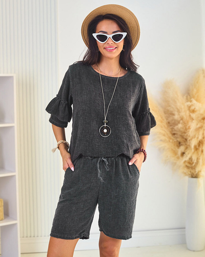 Royalfashion Naiste suvine komplekt puuvillast ja linasest materjalist