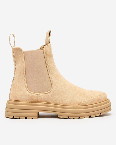 Royalfashion Beige women's boots with decorative strap Loffdo
