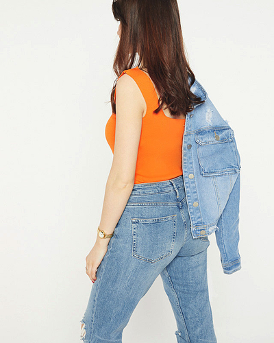 Orange women's top with cubic zirconia - Clothing