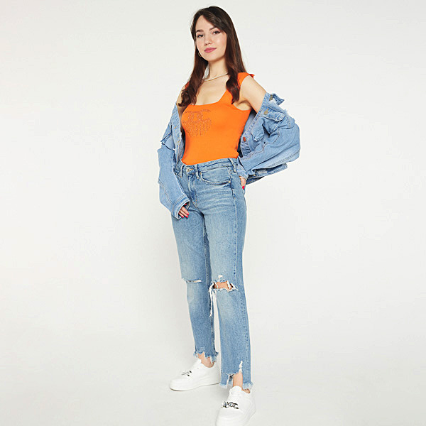 Оранжевый топ с цирконами