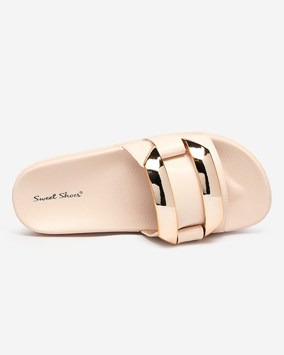 Naiste beežid kuldse Serina ornamentiga sussid - Jalatsid