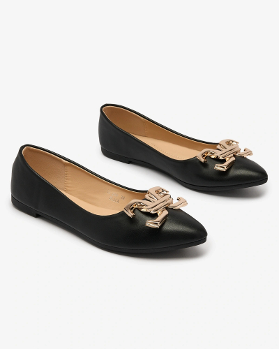 Royalfashion Black women's pointed-toe ballerinas with embellishment on the nose Figgda