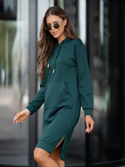 Royalfashion Вискозное спортивное платье с капюшоном