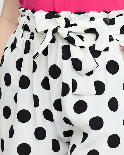 Women's white polka dot fabric shorts - Clothing