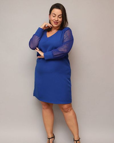 Kiiltav põlvepikkune kleit rohelises PLUS SIZE- Rõivad