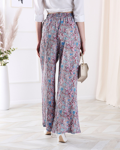 Mustrilised laia säärega püksid naistele, sinised- Rõivad