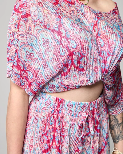 Fuksia-sinine triibuline naiste komplekt trükiga- Rõivad