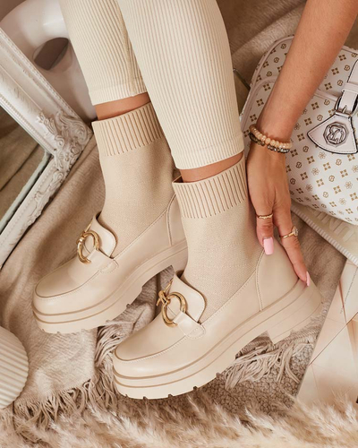 Beige women's high-top Qenarisa shoes - Footwear