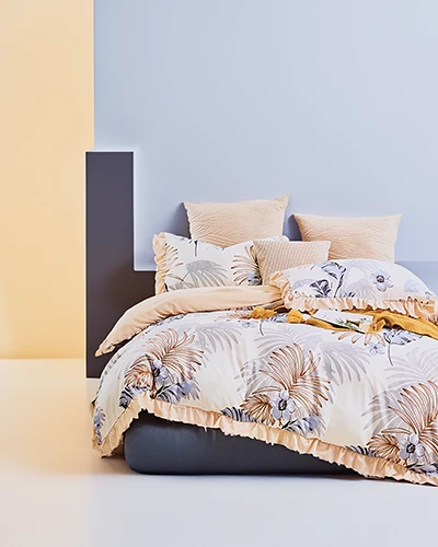 Royalfashion Mönstrad sängkläder med volang 160x200 3-delar set