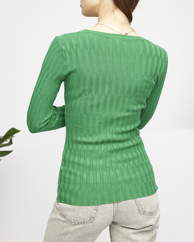 Women's green ribbed sweater - Clothing