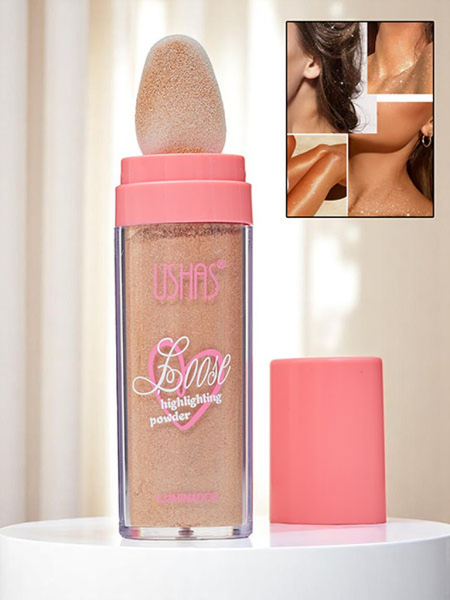 USHAS Loose Highlighter for Face with Applicator Puff Radiance
