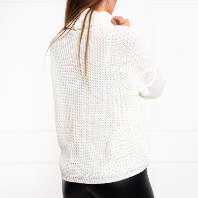 Ladies 'white turtleneck short sweater - Clothing