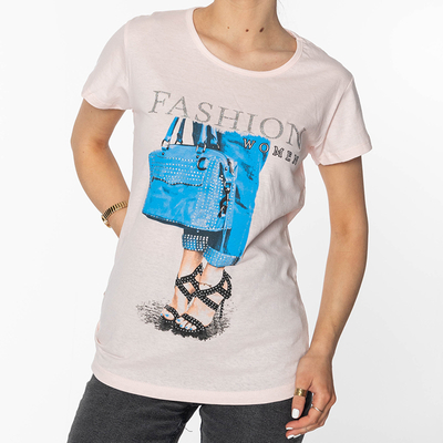 Женская футболка цветной пудры с принтом