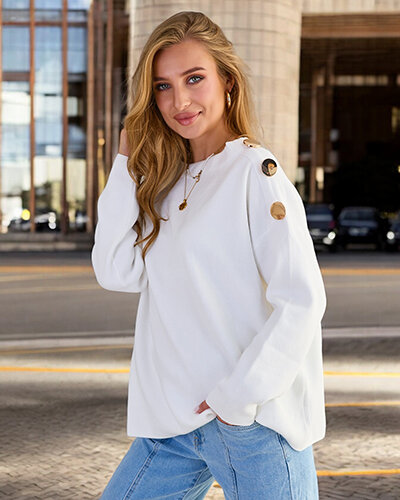 Royalfashion Thin women's sweater with shoulder decorations