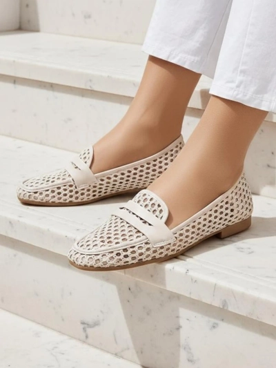 Beežid Royalfashion Primavera Aelia kangast mandlikujulise ninaga mokassiinid