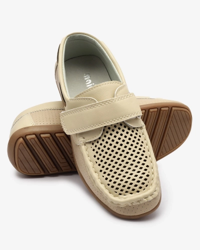 Children's openwork moccasins in beige Nexxc- Footwear
