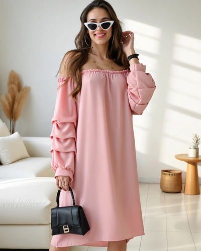 Royalfashion Гладкое женское платье в испанском стиле с рюшами