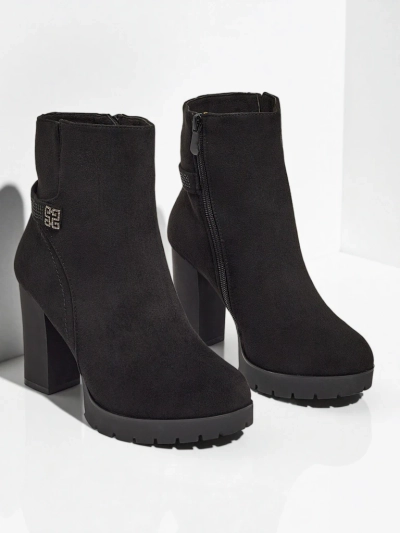 Женские ботильоны Zavrina из эко-замши на каблуке-столбике