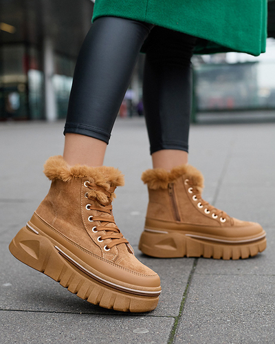 Коричневые женские ботинки на платформе Neatesa