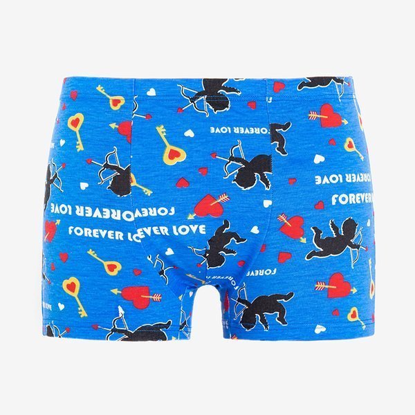 Men's blue boxer shorts with print - Underwear
