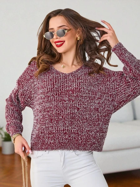 Royalfashion Women's sweater with shiny thread