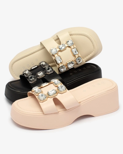 Royalfashion Black women's embellished flip-flops on a solid sole Norixi